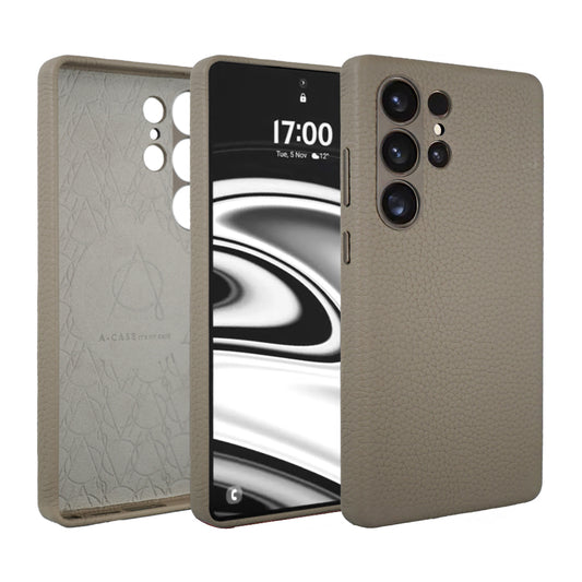 Amur Series A-Case for Samsung Galaxy S25 Ultra - Slim & Lightweight Genuine Leather Case with Magnetic Compatibility and Case-Less Touch Feeling (6.9-Inch)" – Titanium