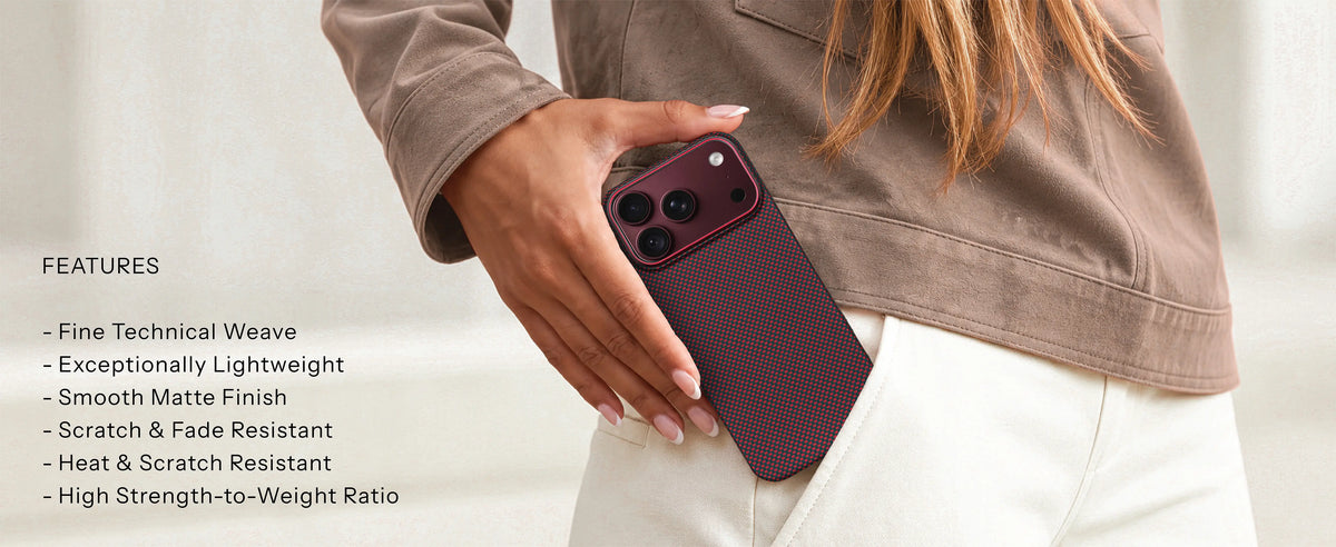 Desen case features: fine technical weave, very light, smooth matte finish, scratch and fade resistant