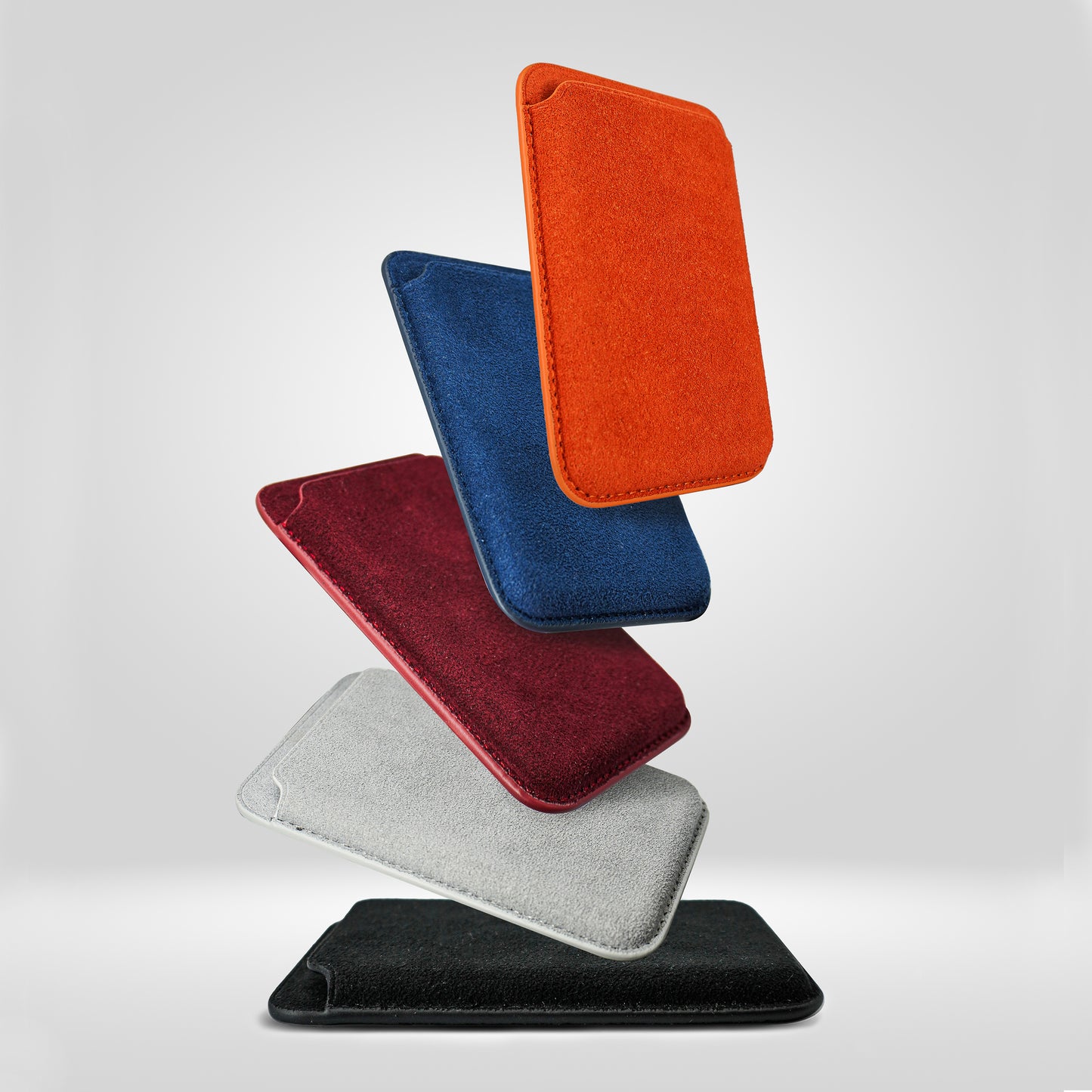 Kadife Alcantara Leather Premium Magnetic Card Holder - Gray