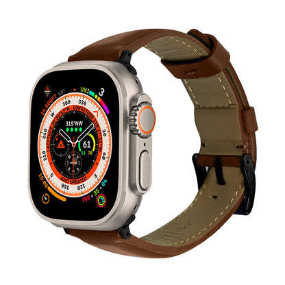 Elmas American Leather Apple Watch Strap with Black Buckle-Black