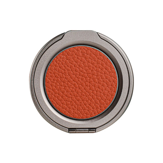 Amur Genuine Leather Magnetic Phone Grip with Metal Stand - Orange