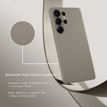 Amur Series A-Case for Samsung Galaxy S25 Ultra - Slim & Lightweight Genuine Leather Case with Magnetic Compatibility and Case-Less Touch Feeling (6.9-Inch)" – Titanium